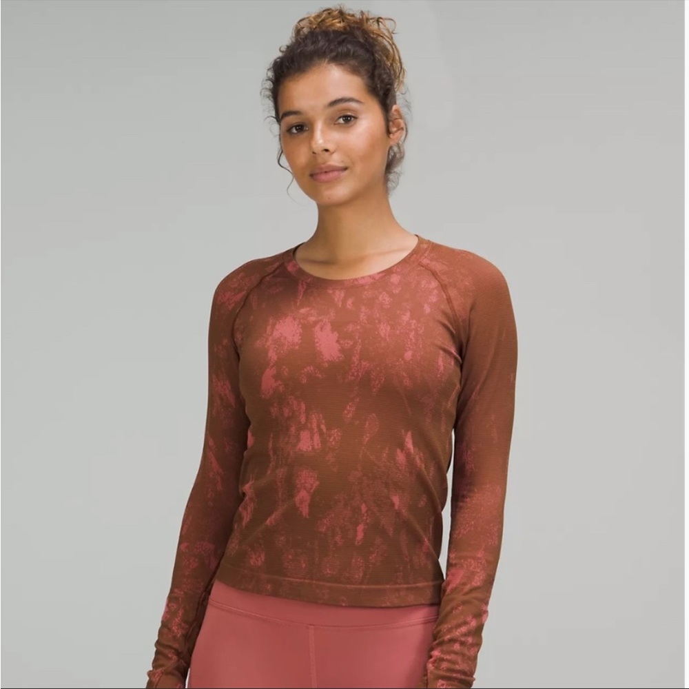 lululemon athletica Long Sleeve Tee in Brown and Pink